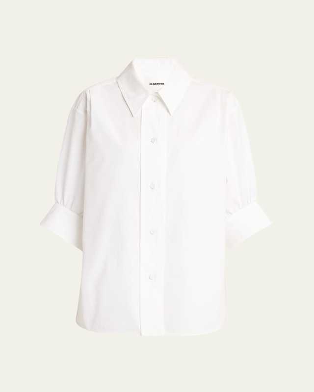 Three-Quarter Sleeve Poplin Blouse